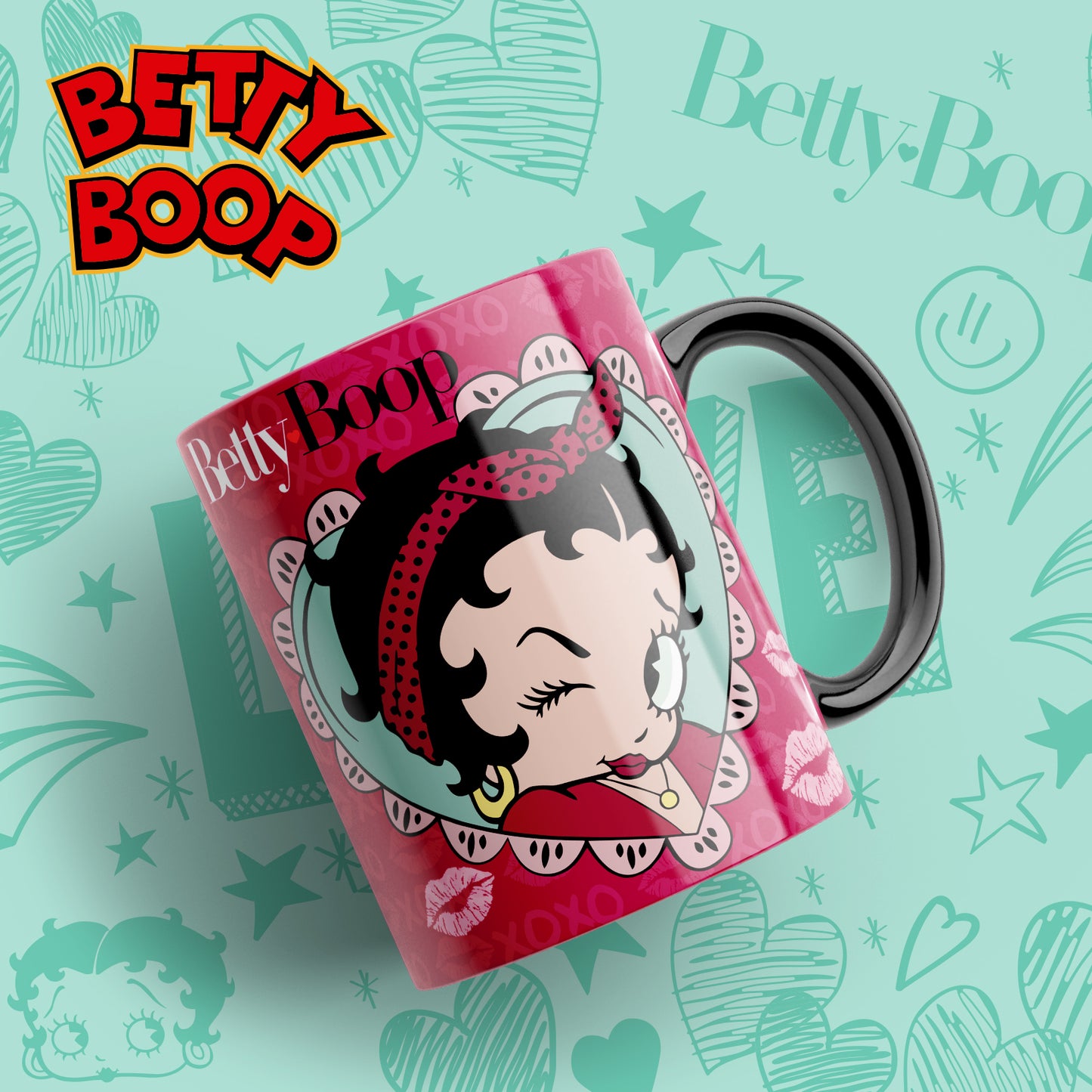 Tazas Betty Boop "Betty Guiño". Aptas para el lavavajillas y microondas.
