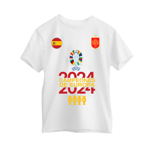 Camiseta España Campeona Euro 2024. 100% algodón. Regalo Ideal.