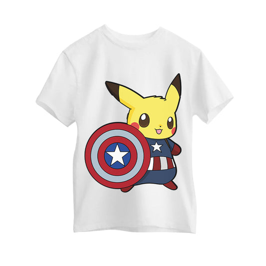 Camiseta Pokemon Pikachu Capitán América. Talla M. 100% algodón. Envío gratis.