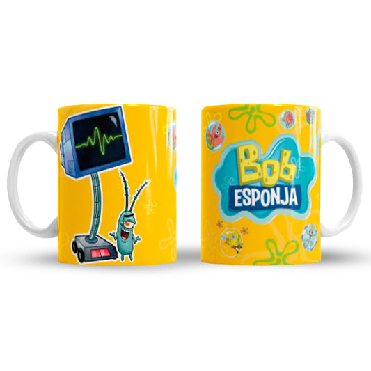 Taza Bob Esponja "Placton Karen". Aptas para el lavavajillas y microondas.