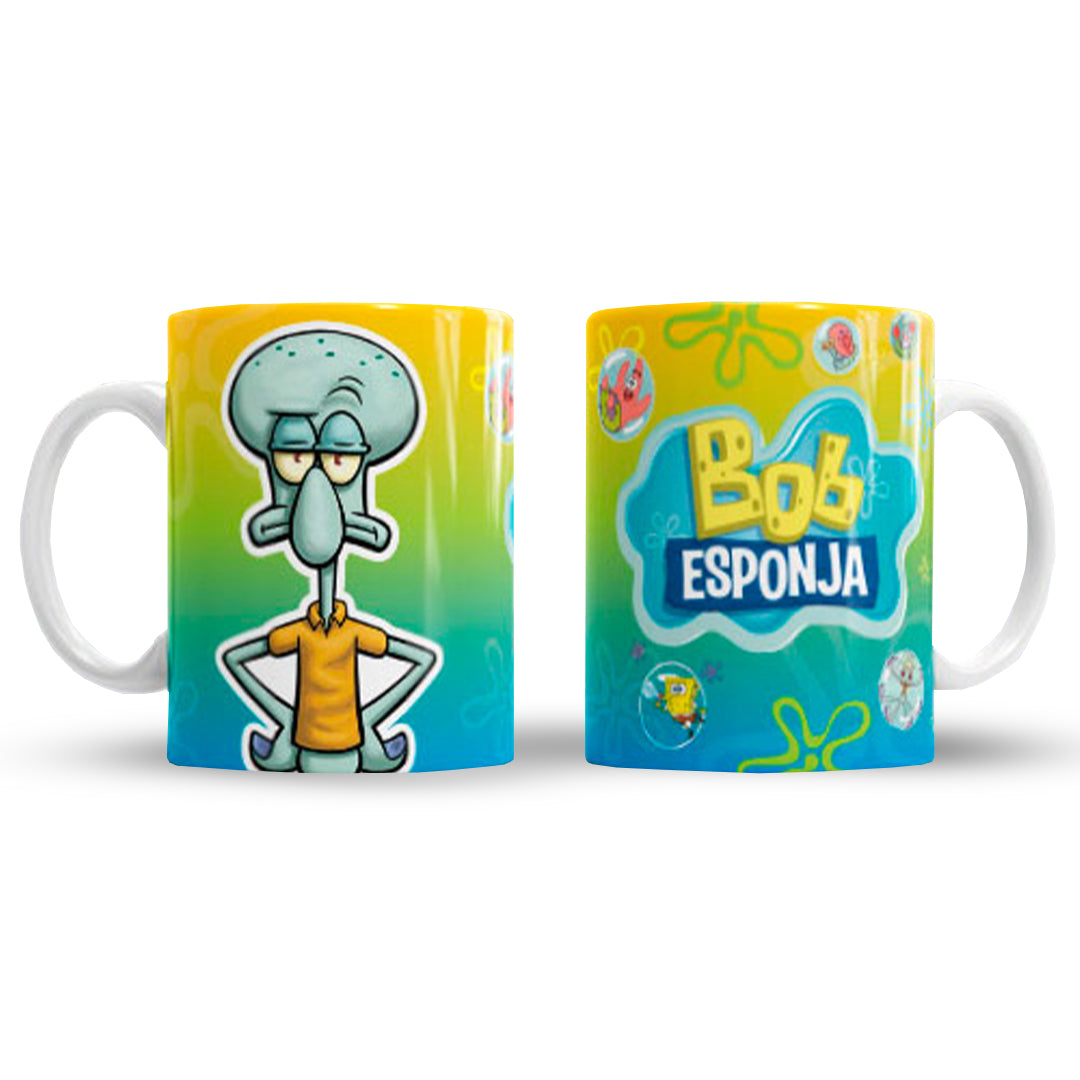 Taza Bob Esponja "Calamardo serio". Aptas para el lavavajillas y microondas.