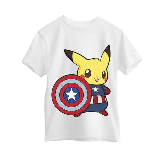 Camiseta Pokemon Pikachu Capitán América. Talla XL. 100% algodón. Envío gratis.