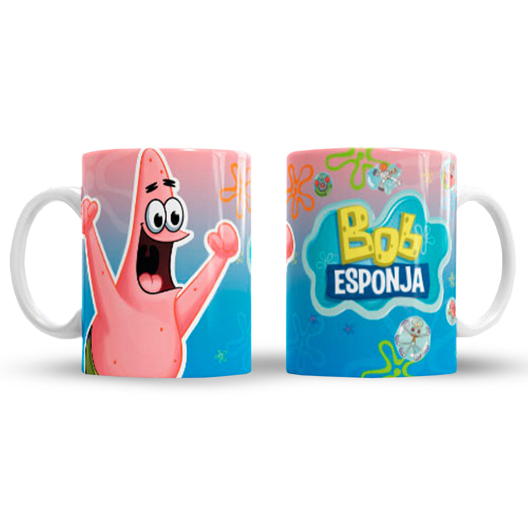 Taza Bob Esponja "Patricio feliz". Aptas para el lavavajillas y microondas.