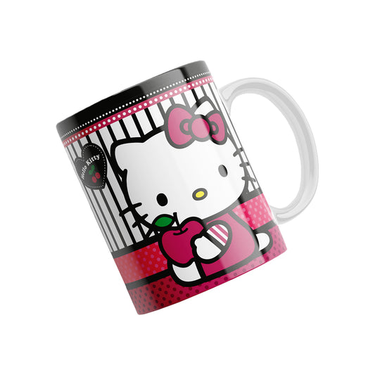 Tazas Hello Kitty "Kitty Rayas Blancas y Negras". Aptas para el lavavajillas y microondas.