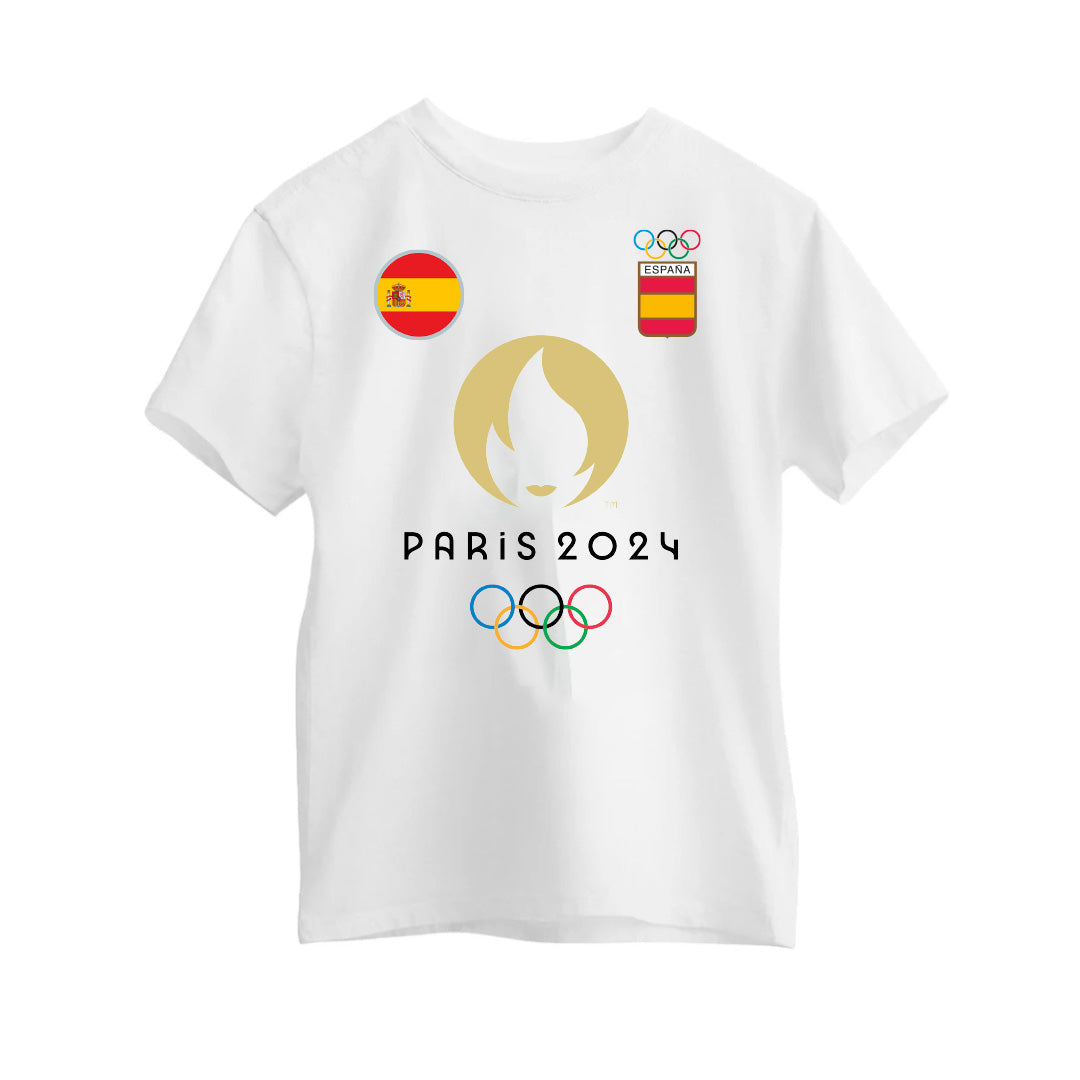 Camiseta España Juegos Olímpicos Francia 2024. Blanca. 100% algodón. Regalo Ideal.