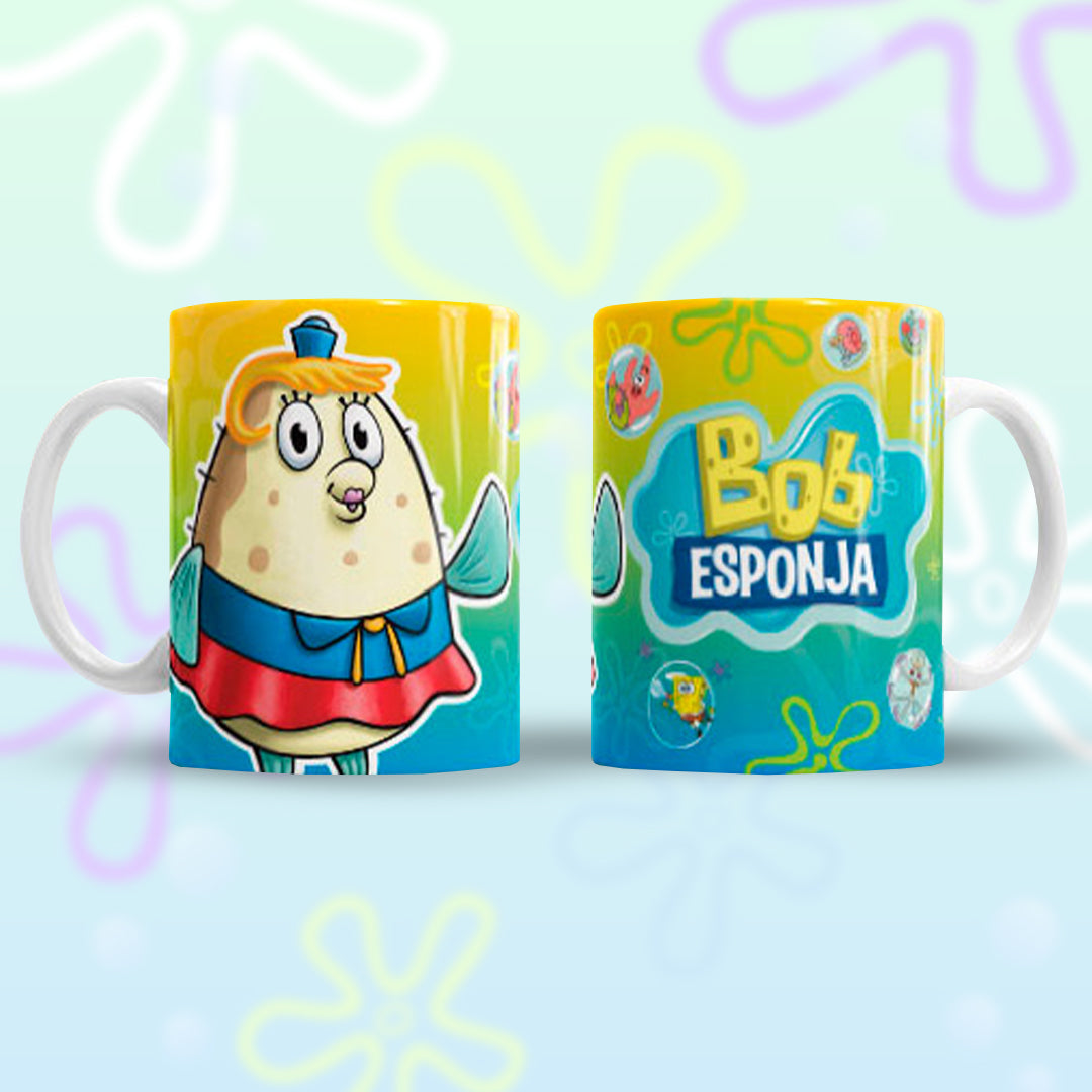 Taza Bob Esponja "Sra.Puff". Aptas para el lavavajillas y microondas.