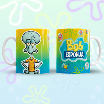 Taza Bob Esponja "Calamardo serio". Aptas para el lavavajillas y microondas.