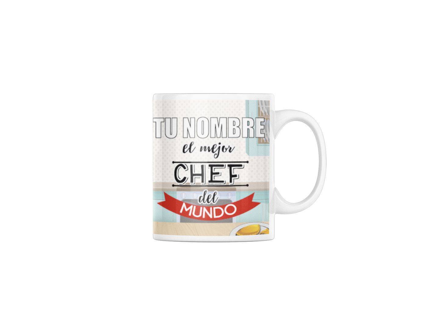 Taza cerámica "El mejor Chef" con Nombre Personalizable. Aptas para el lavavajillas y microondas. Regalo ideal.