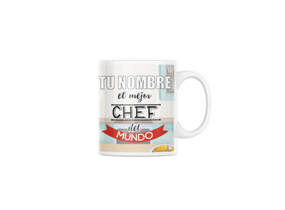 Taza cerámica "El mejor Chef" con Nombre Personalizable. Aptas para el lavavajillas y microondas. Regalo ideal.