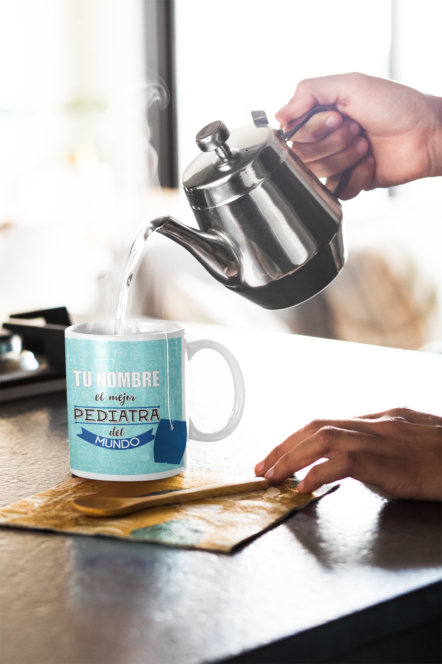 Taza cerámica "El mejor Pediatra" con Nombre Personalizable. Aptas para el lavavajillas y microondas. Regalo ideal.