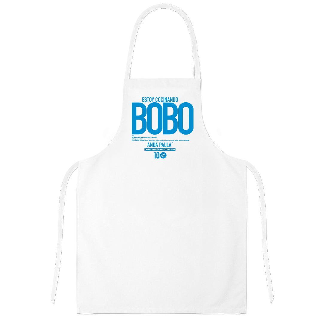 Delantal de cocina "¡Estoy cocinando Bobo!". Blanco. Envío gratis a Península.