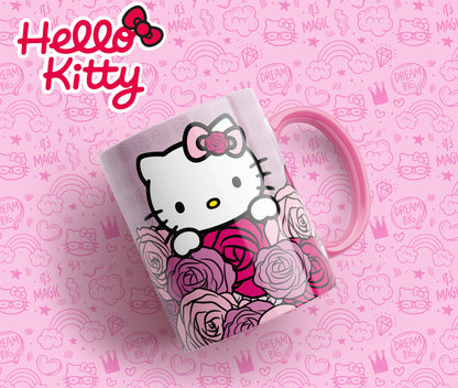 Tazas Hello Kitty "Kitty Rosas Rosas". Aptas para el lavavajillas y microondas.