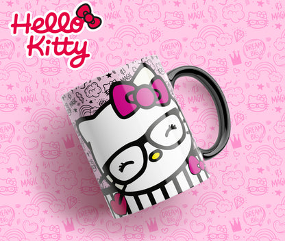 Tazas Hello Kitty "Kitty Gafas". Aptas para el lavavajillas y microondas.