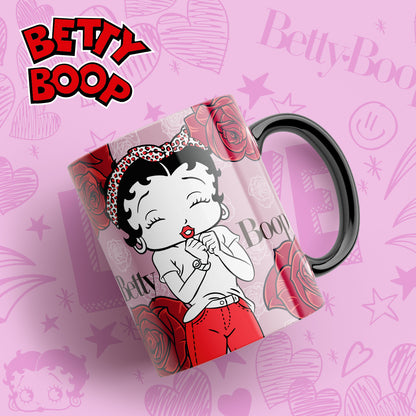 Tazas Betty Boop "Betty Fondo Rosa". Aptas para el lavavajillas y microondas.