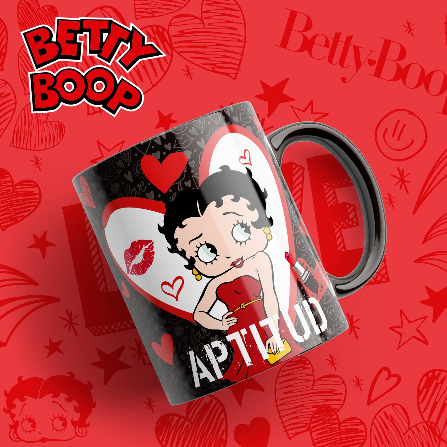 Tazas Betty Boop "Betty Aptitud". Aptas para el lavavajillas y microondas.