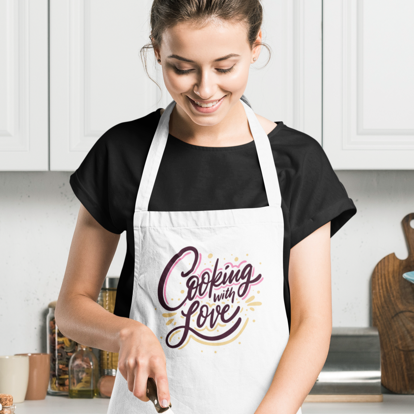 Delantal de cocina "Cooking with Love" Niño, Blanco. Envío gratis a Península.