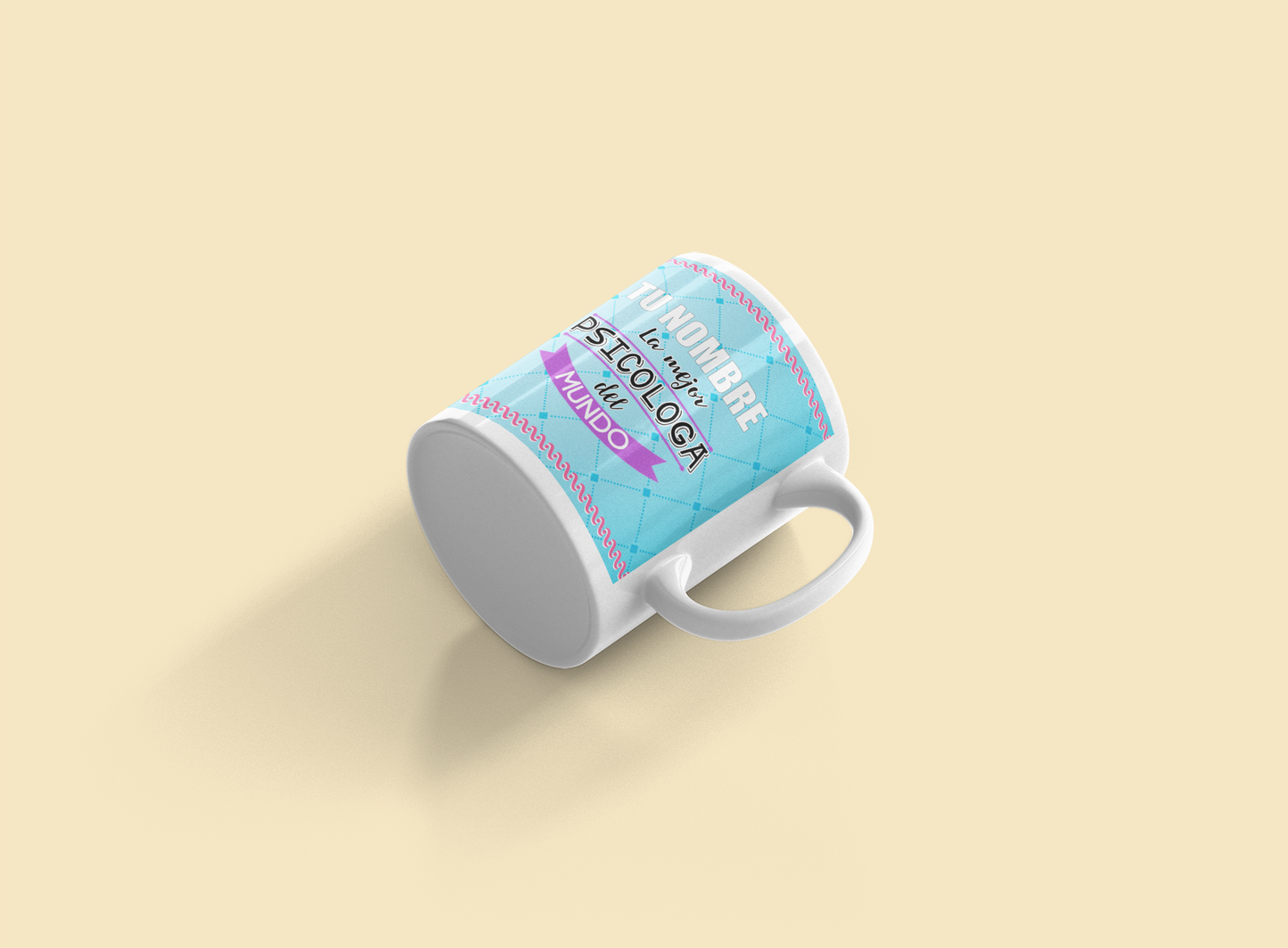 Taza cerámica "La mejor Psicóloga" con Nombre Personalizable. Aptas para el lavavajillas y microondas. Regalo ideal.