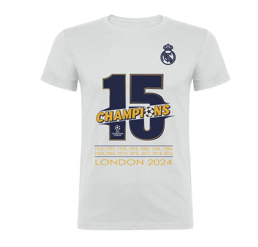 Camiseta Real Madrid Campeón Champions League 2024. 100% algodón. Regalo Ideal.