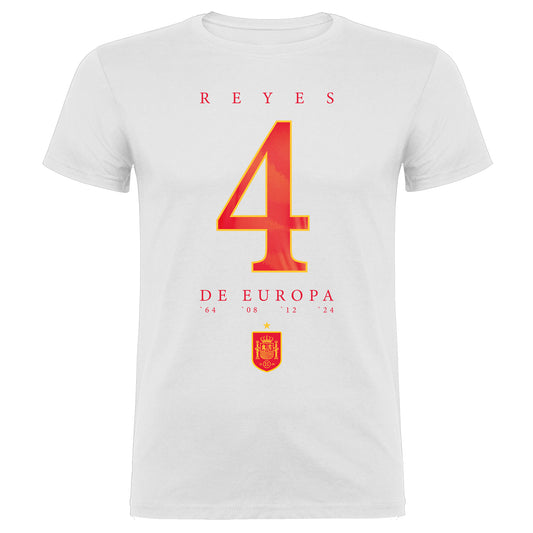 Camiseta España Campeón Euro 2024. Las Cuatro Copas. 100% algodón. Regalo Ideal.